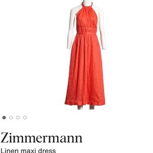 Zimmermann Bold Orange Linen Maxi Dress. NEW w/tags